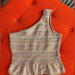 American Eagle Outfitters Pink Floral One-Shoulder Top